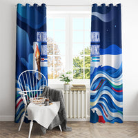 Central America Independence Rise Together Window Curtain Blue White Flag Map Crest Torch Independence Day