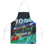 Central America Independence Day 1821 Apron Blue Black Graffiti Paint Splatter Parrot Map