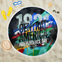 Central America Independence Day 1821 Beach Blanket Blue Black Graffiti Paint Splatter Parrot Map