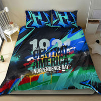 Central America Independence Day 1821 Bedding Set Blue Black Graffiti Paint Splatter Parrot Map