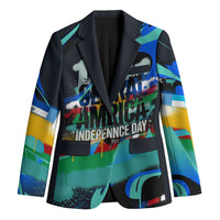 Central America Independence Day 1821 Blazer Blue Black Graffiti Paint Splatter Parrot Map