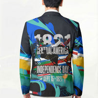 Central America Independence Day 1821 Blazer Blue Black Graffiti Paint Splatter Parrot Map