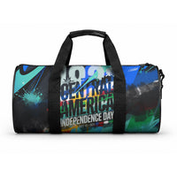 Central America Independence Day 1821 Duffle Bag Blue Black Graffiti Paint Splatter Parrot Map