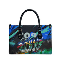 Central America Independence Day 1821 Leather Bag Blue Black Graffiti Paint Splatter Parrot Map