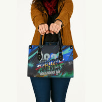 Central America Independence Day 1821 Leather Bag Blue Black Graffiti Paint Splatter Parrot Map