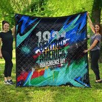 Central America Independence Day 1821 Quilt Blue Black Graffiti Paint Splatter Parrot Map
