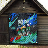 Central America Independence Day 1821 Quilt Blue Black Graffiti Paint Splatter Parrot Map