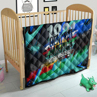 Central America Independence Day 1821 Quilt Blue Black Graffiti Paint Splatter Parrot Map