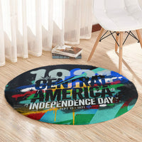 Central America Independence Day 1821 Round Carpet Blue Black Graffiti Paint Splatter Parrot Map