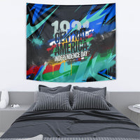 Central America Independence Day 1821 Tapestry Blue Black Graffiti Paint Splatter Parrot Map