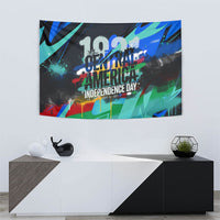 Central America Independence Day 1821 Tapestry Blue Black Graffiti Paint Splatter Parrot Map