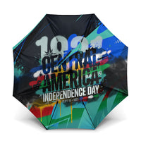 Central America Independence Day 1821 Umbrella Blue Black Graffiti Paint Splatter Parrot Map