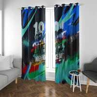 Central America Independence Day 1821 Window Curtain Blue Black Graffiti Paint Splatter Parrot Map