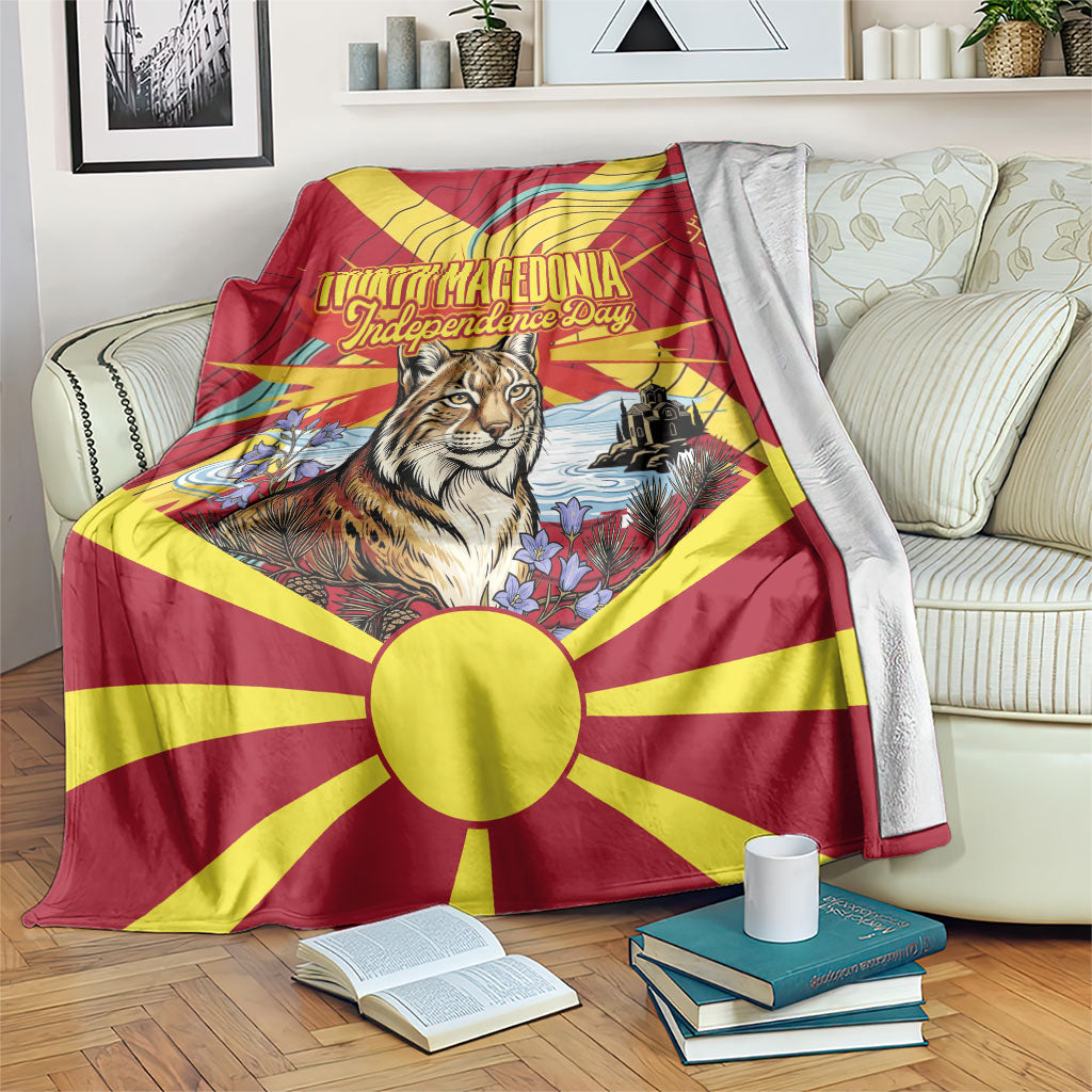 North Macedonia Independence Day Lynx Blanket Red Yellow Flag Sun Balkan Lynx Church