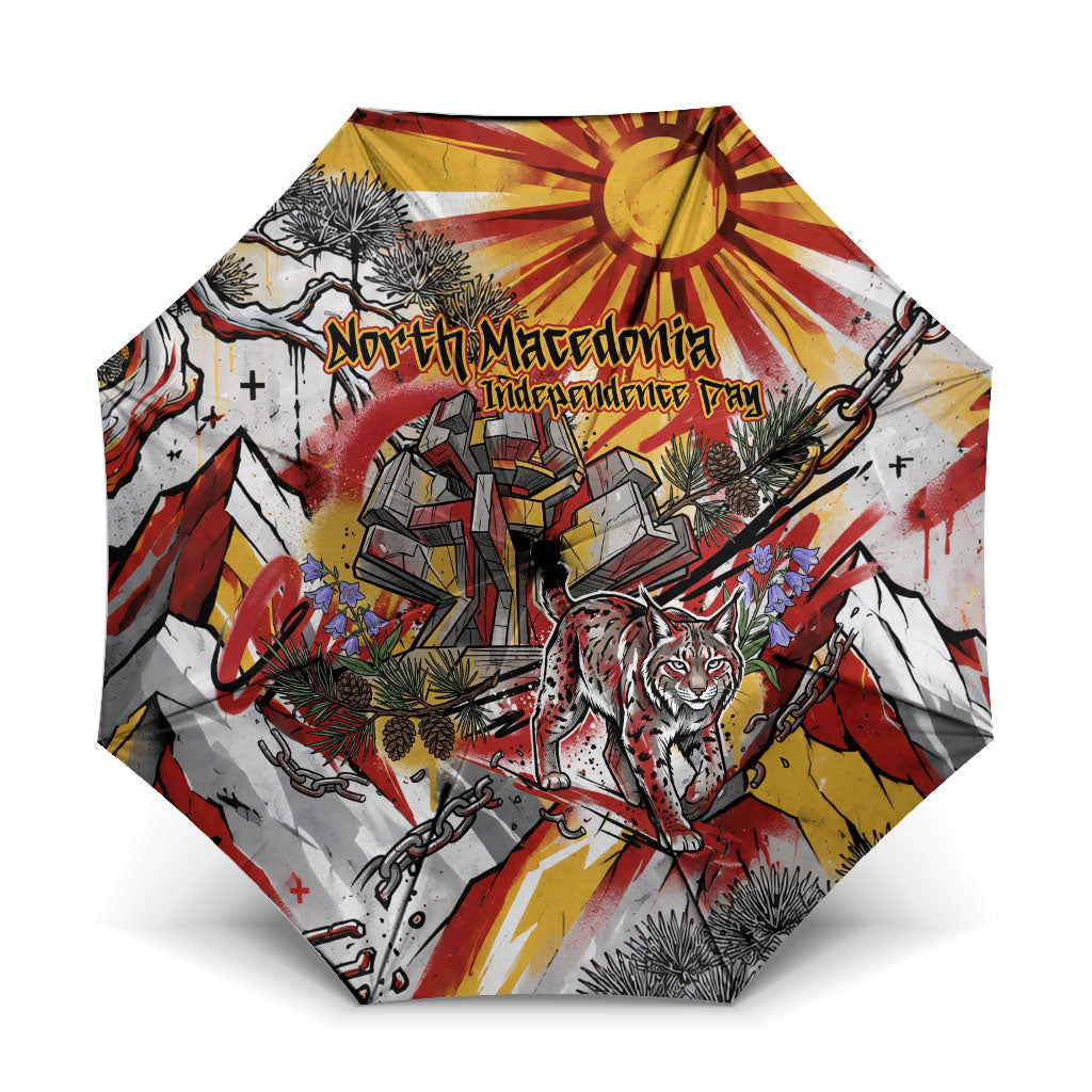 North Macedonia Independence Day Lynx Umbrella Red Yellow Flag Sun Balkan Lynx Monument Heritage