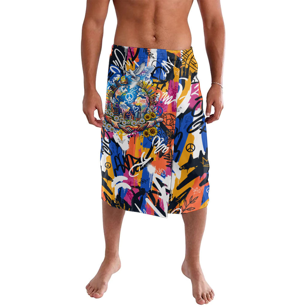 International Peace Day Dove Lavalava Blue Yellow Colorful Graffiti Peace Sign Globe Sunflower