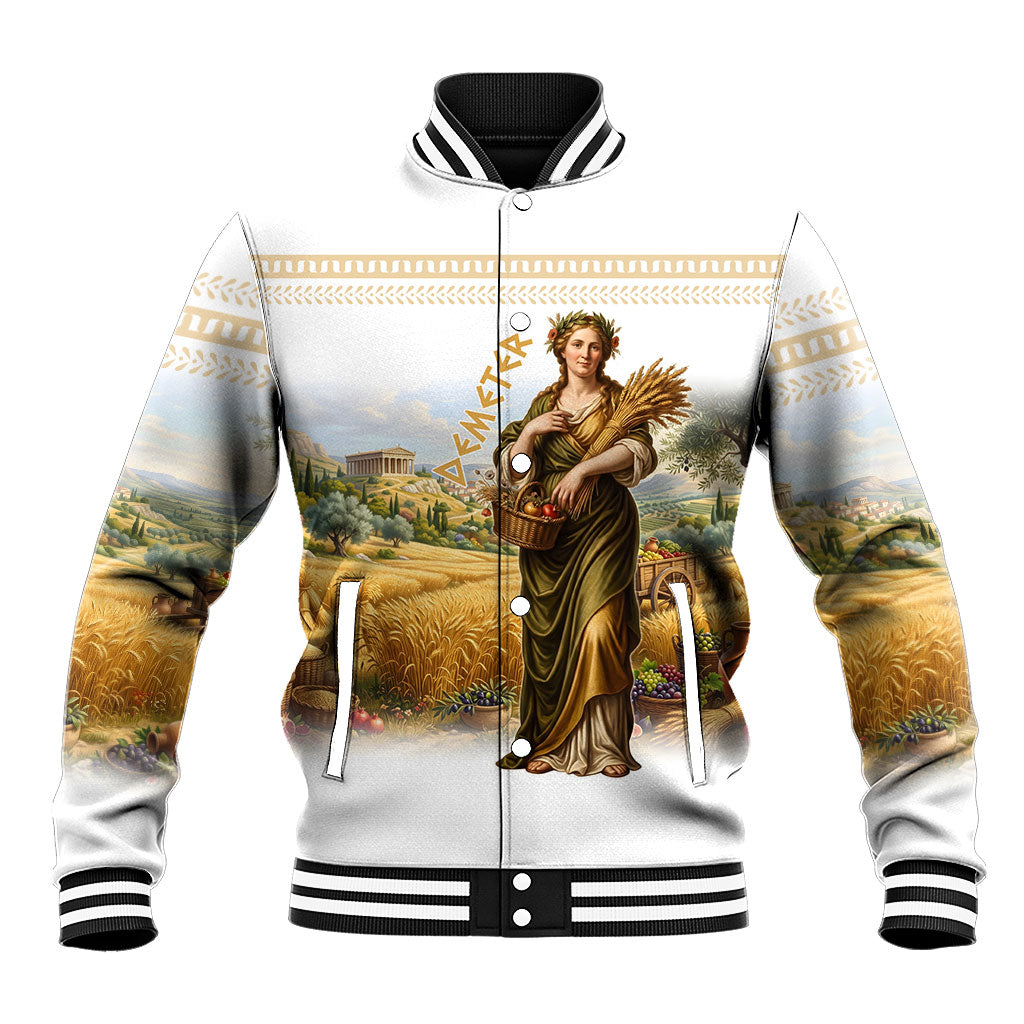Greek Goddess Demeter Baseball Jacket Ancient Greece Mythology Classical Harvest Art