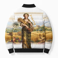 Greek Goddess Demeter Bomber Puffer Jacket Ancient Greece Mythology Classical Harvest Art