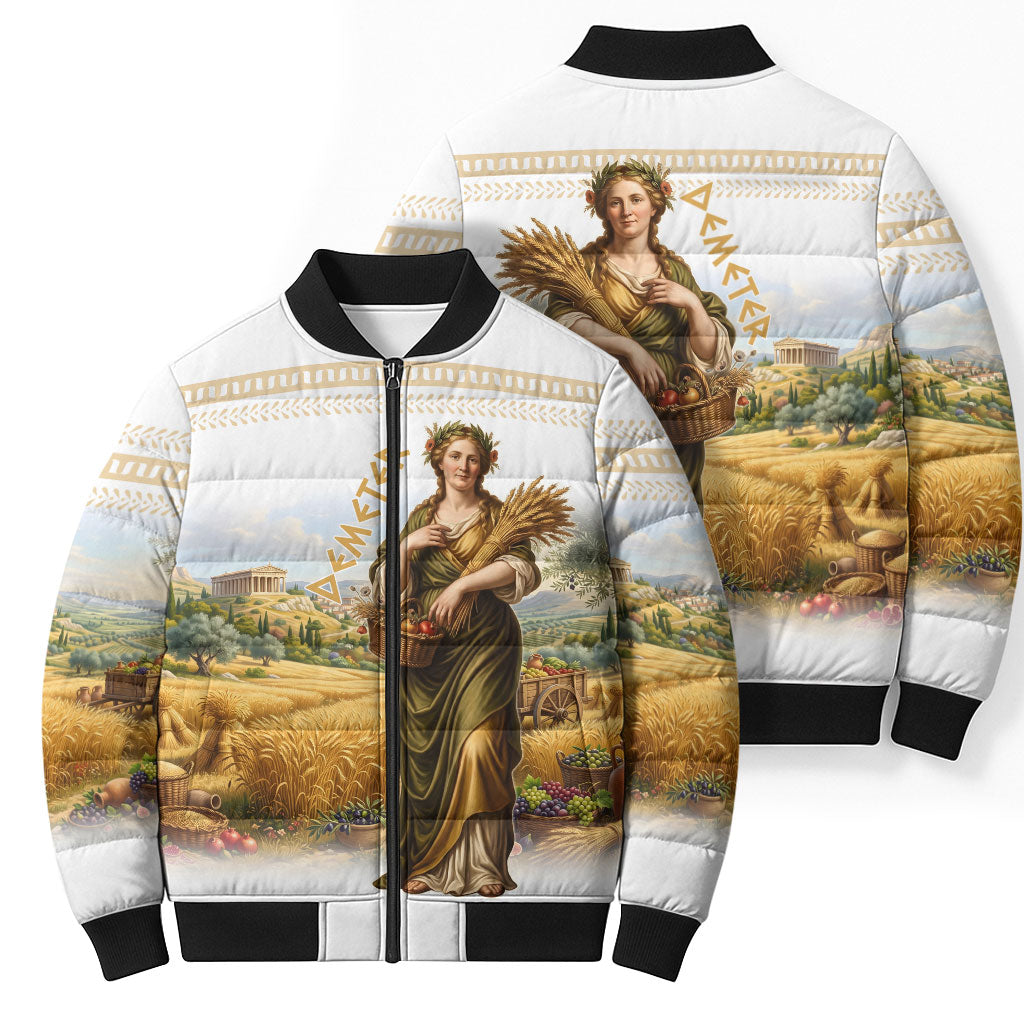 Greek Goddess Demeter Bomber Puffer Jacket Ancient Greece Mythology Classical Harvest Art