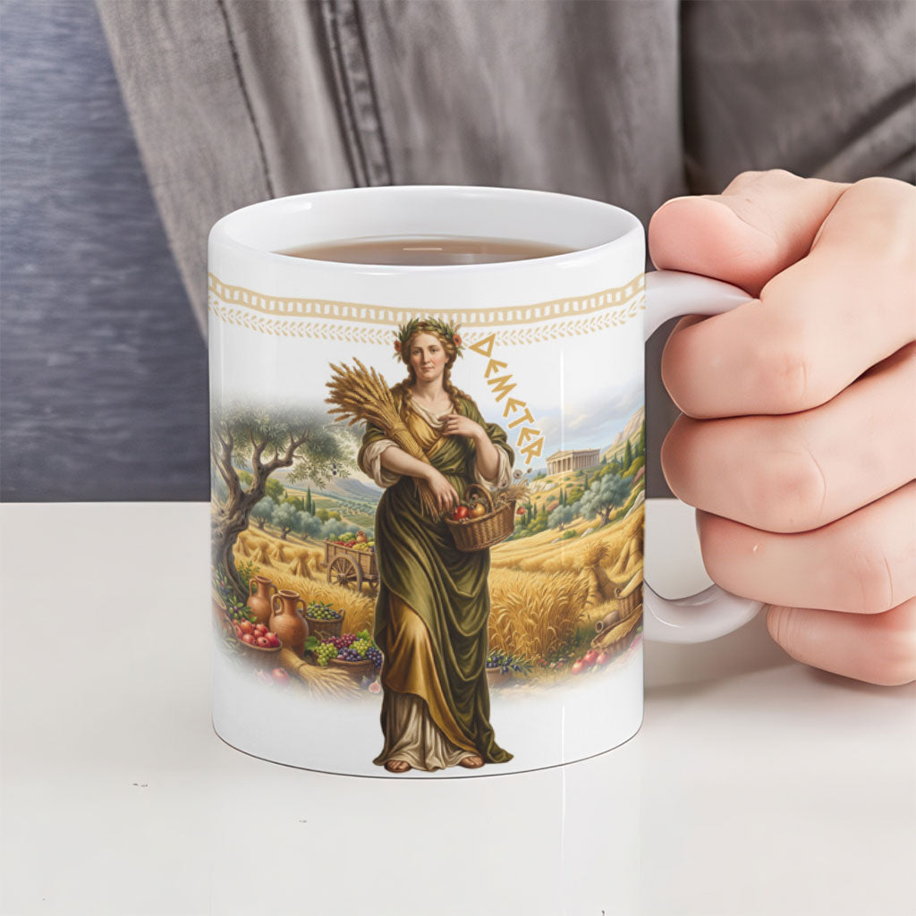 Greek Goddess Demeter Ceramic Mug Ancient Greece Mythology Classical Harvest Art