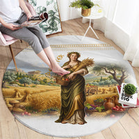 Greek Goddess Demeter Round Carpet Ancient Greece Mythology Classical Harvest Art