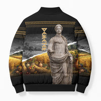 Greek Goddess Demeter Bomber Puffer Jacket Ancient Greece Mythology Classical Harvest Statue Art