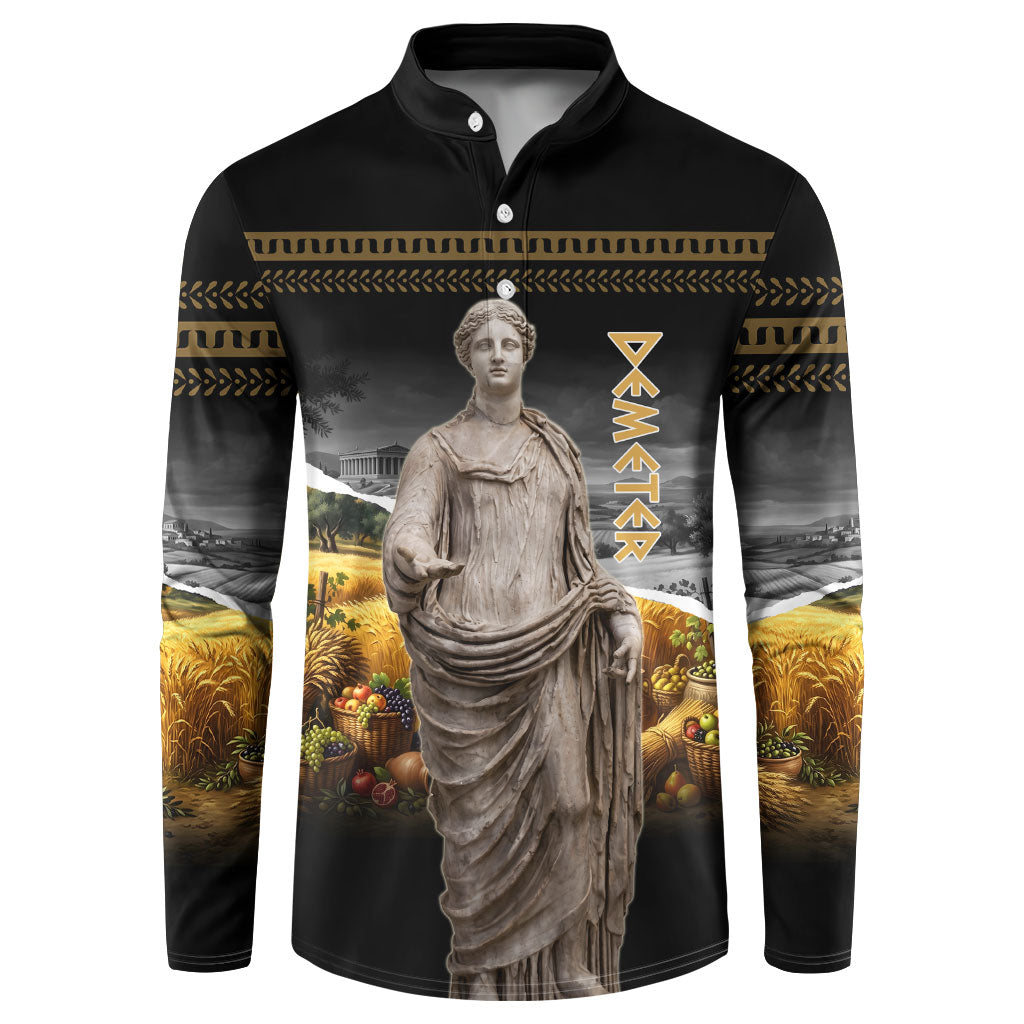 Greek Goddess Demeter Button Sweatshirt Ancient Greece Mythology Classical Harvest Statue Art