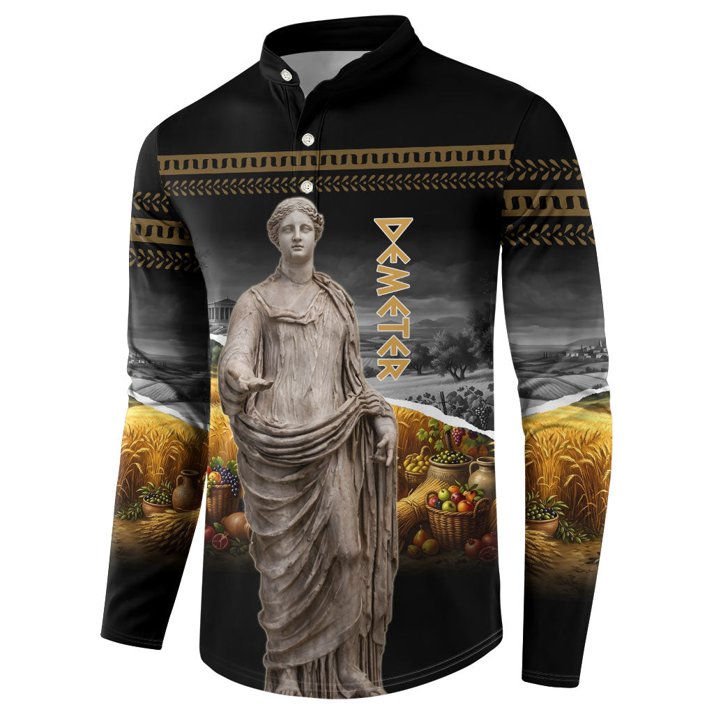 Greek Goddess Demeter Button Sweatshirt Ancient Greece Mythology Classical Harvest Statue Art