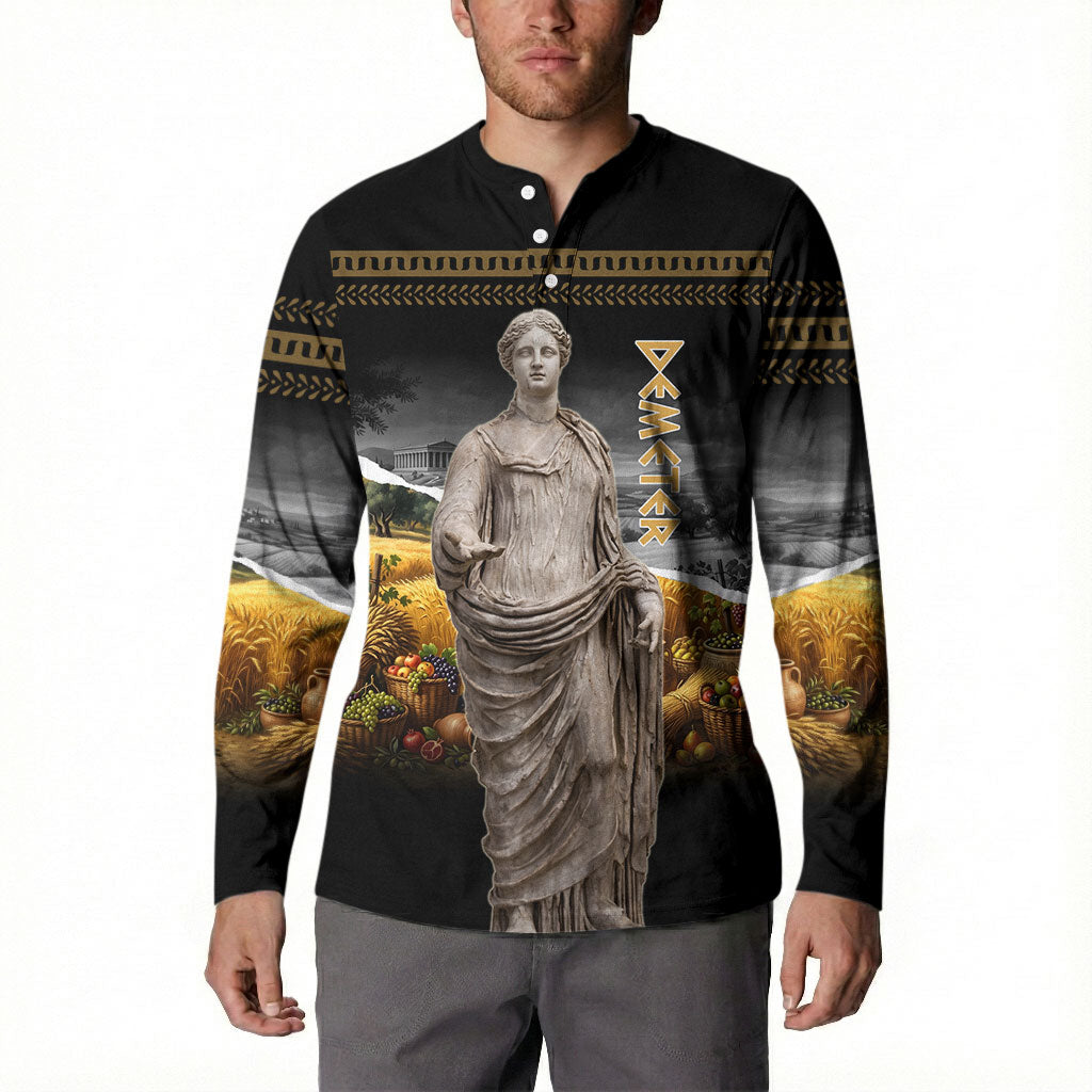 Greek Goddess Demeter Button Sweatshirt Ancient Greece Mythology Classical Harvest Statue Art