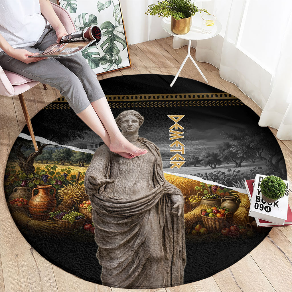 Greek Goddess Demeter Round Carpet Ancient Greece Mythology Classical Harvest Statue Art