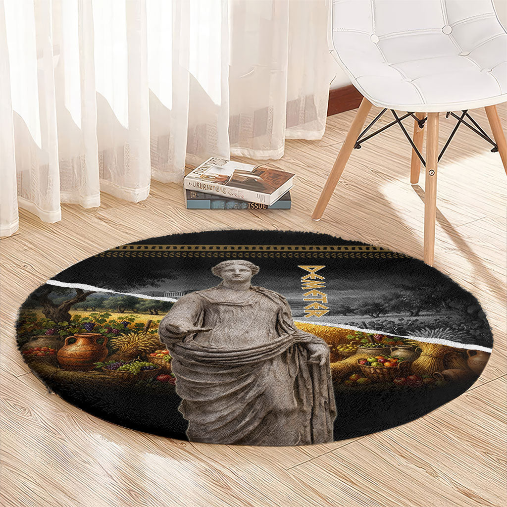 Greek Goddess Demeter Round Carpet Ancient Greece Mythology Classical Harvest Statue Art