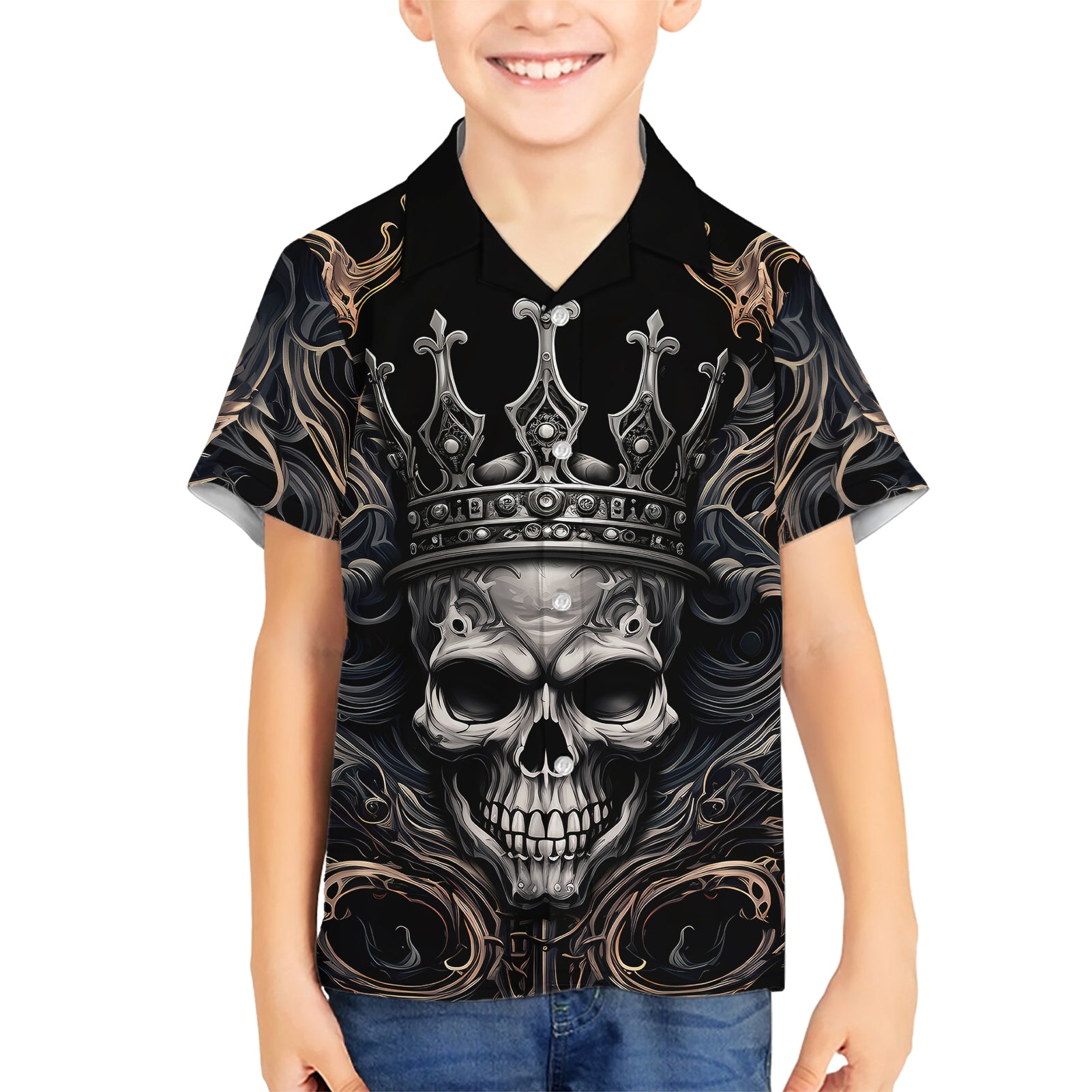 Skull Fantasy Kid Hawaiian Shirt Who Needs Inner Demons When You Are The Demon - Wonder Print Shop