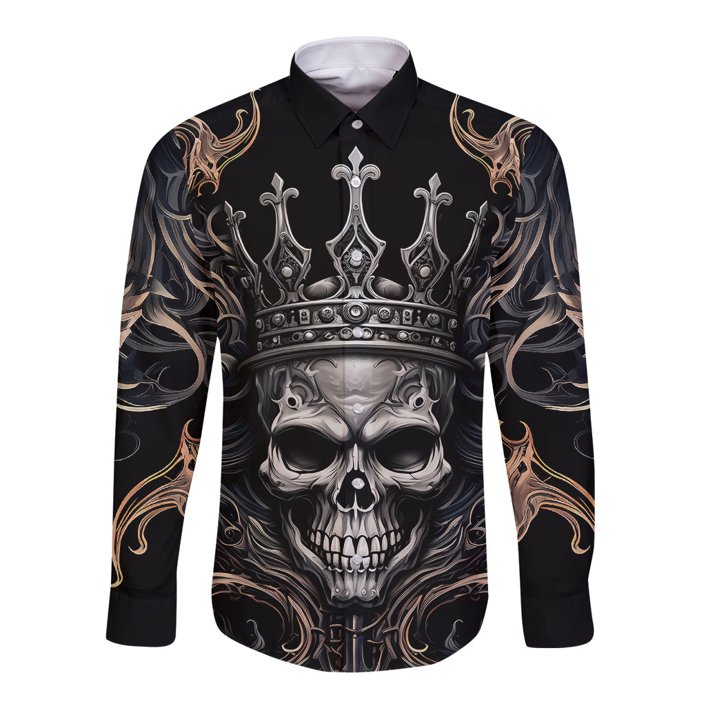 Skull Fantasy Long Sleeve Button Shirt Who Needs Inner Demons When You Are The Demon - Wonder Print Shop