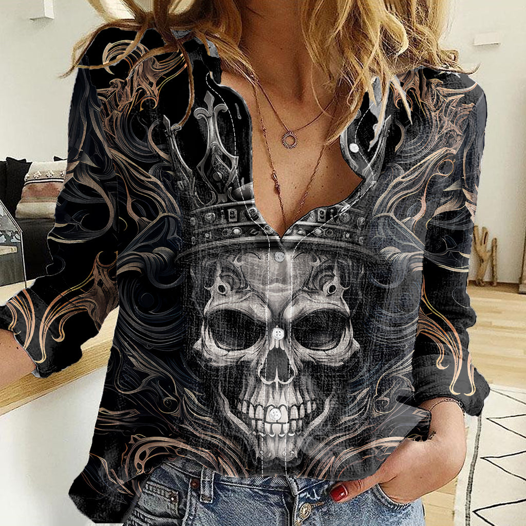 skull-fantasy-women-casual-shirt-who-needs-inner-demons-when-you-are-the-demon