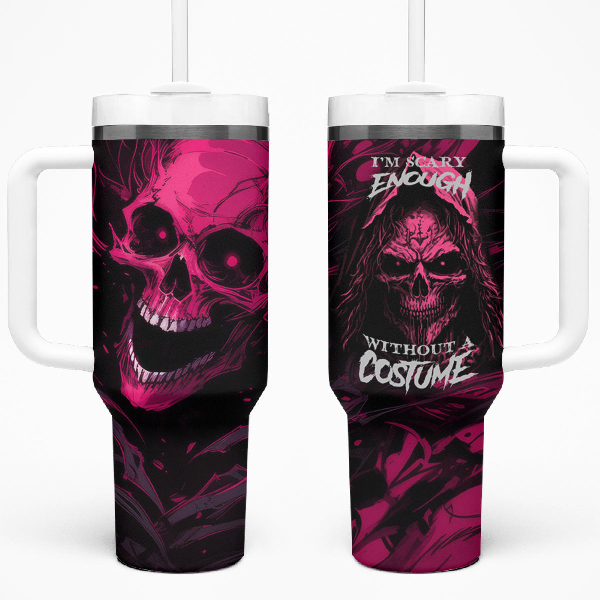 Death Skull Tumbler With Handle I'm Scary Enough Without A Costume