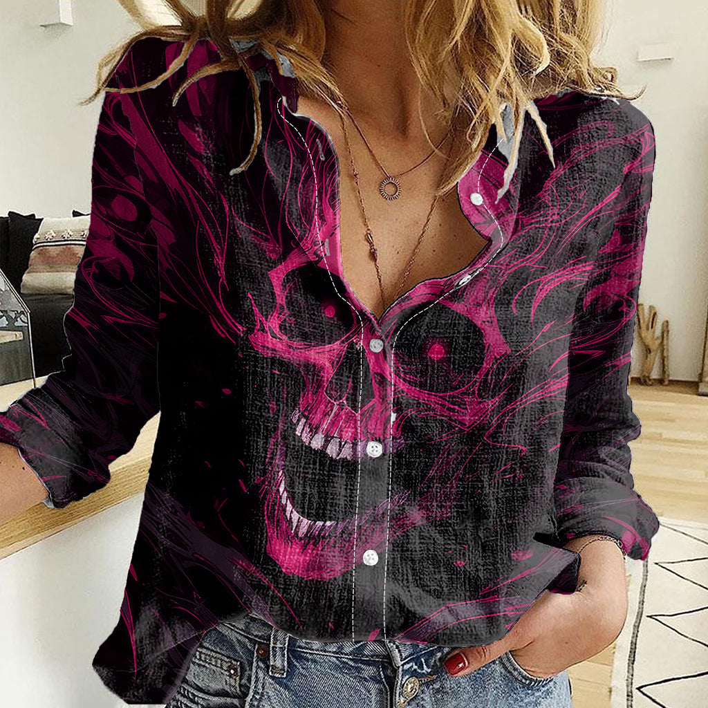 death-skull-women-casual-shirt-im-scary-enough-without-a-costume