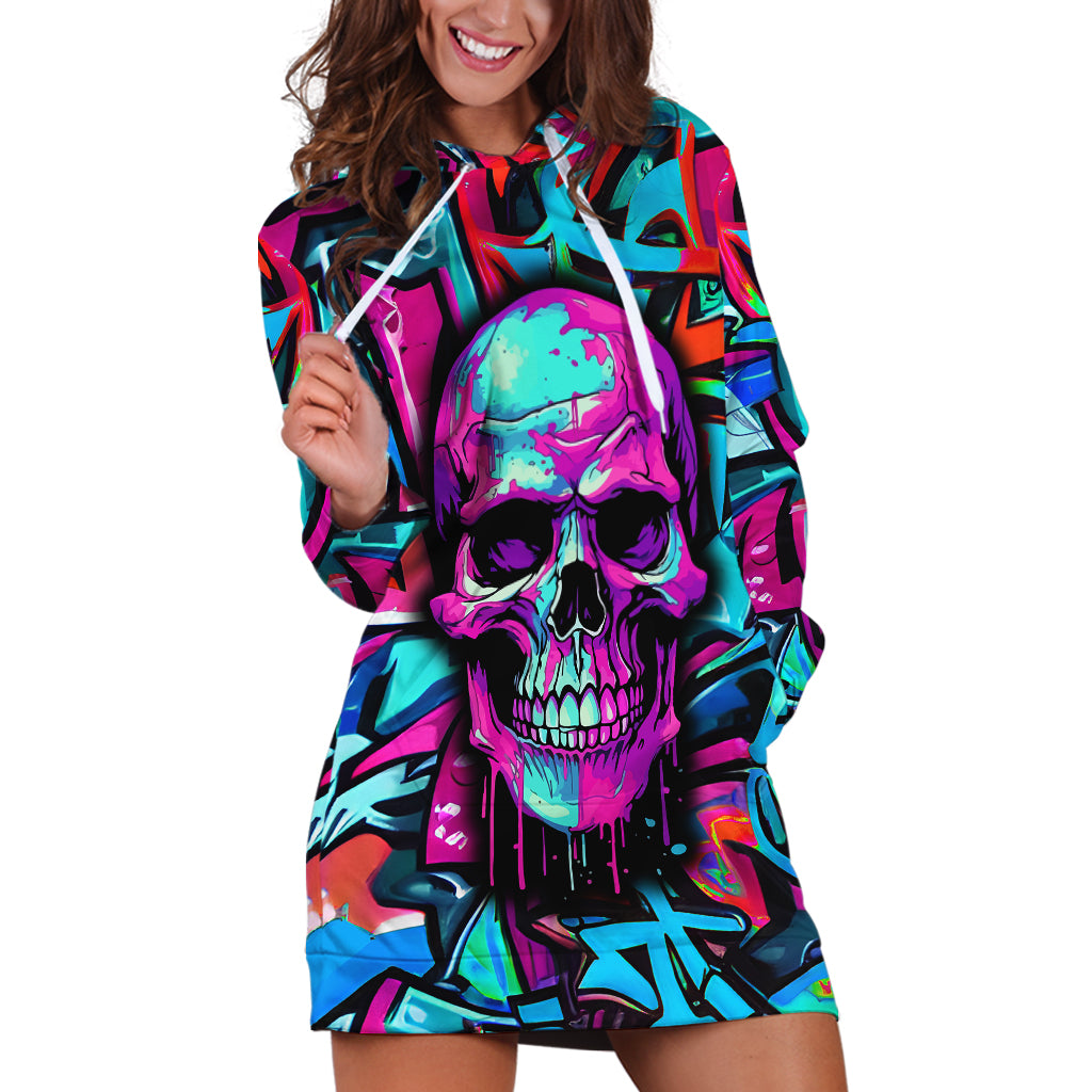 Skull Grafity Hoodie Dress You Are Never Too Young To Dream Big - Wonder Print Shop