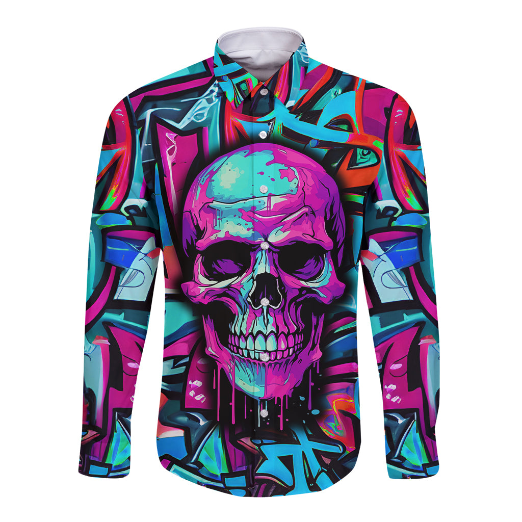 Skull Grafity Long Sleeve Button Shirt You Are Never Too Young To Dream Big - Wonder Print Shop