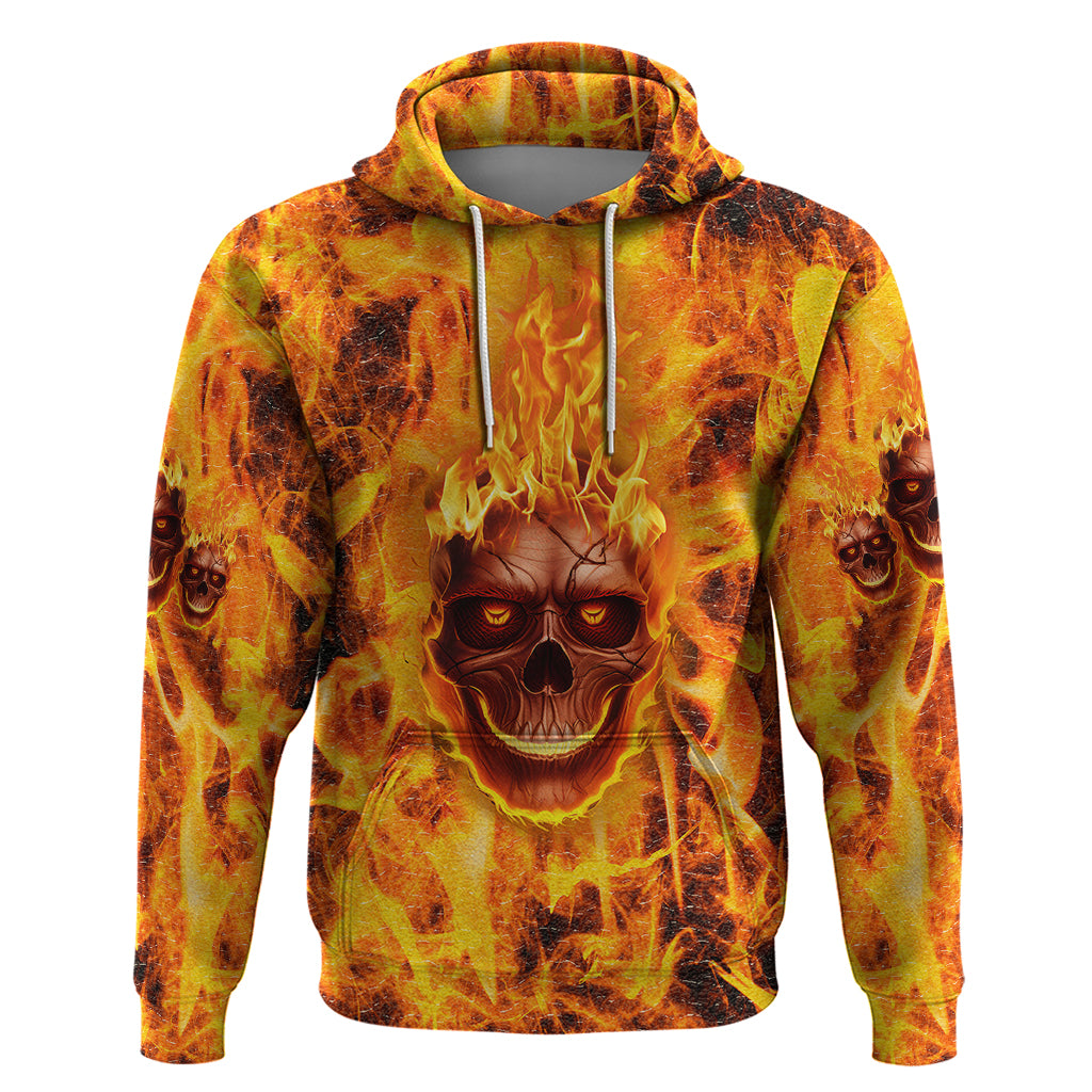 Three Skulls Flaming Hoodie High On Fire - Wonder Print Shop