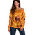 Three Skulls Flaming Off Shoulder Sweater High On Fire - Wonder Print Shop