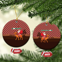 Morocco Christmas Ceramic Ornament with Santa Claus Camel Caravan Desert Scene and Red Pattern Design - Wonder Print Shop