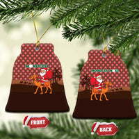 Morocco Christmas Ceramic Ornament with Santa Claus Camel Caravan Desert Scene and Red Pattern Design - Wonder Print Shop