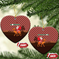 Morocco Christmas Ceramic Ornament with Santa Claus Camel Caravan Desert Scene and Red Pattern Design - Wonder Print Shop