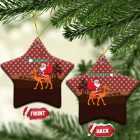Morocco Christmas Ceramic Ornament with Santa Claus Camel Caravan Desert Scene and Red Pattern Design - Wonder Print Shop