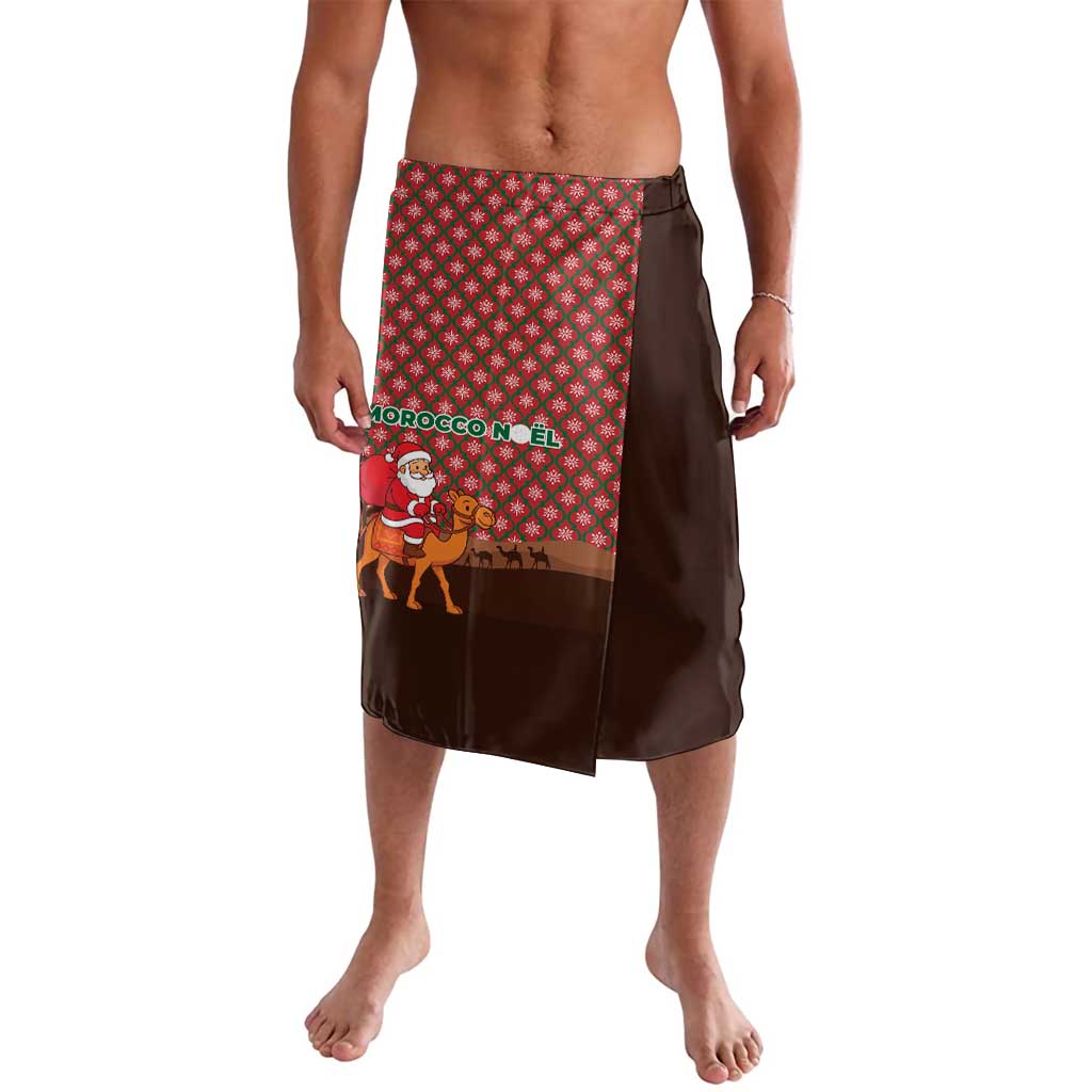 Morocco Christmas Lavalava with Santa Claus Camel Caravan Desert Scene and Red Pattern Design - Wonder Print Shop