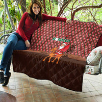 Morocco Christmas Quilt with Santa Claus Camel Caravan Desert Scene and Red Pattern Design - Wonder Print Shop