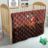 Morocco Christmas Quilt with Santa Claus Camel Caravan Desert Scene and Red Pattern Design - Wonder Print Shop
