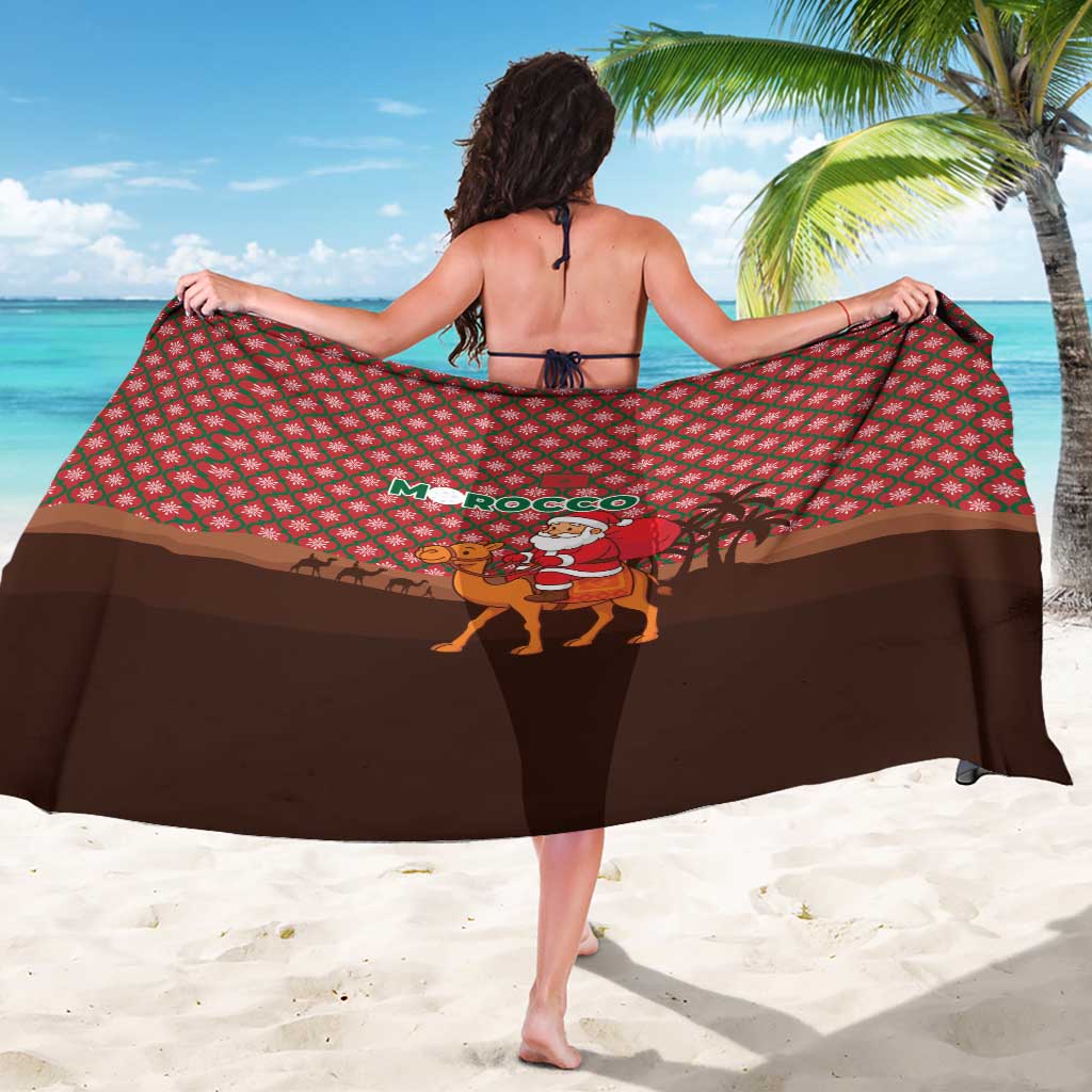 Morocco Christmas Sarong with Santa Claus Camel Caravan Desert Scene and Red Pattern Design - Wonder Print Shop
