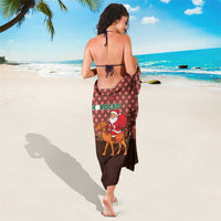 Morocco Christmas Sarong with Santa Claus Camel Caravan Desert Scene and Red Pattern Design - Wonder Print Shop