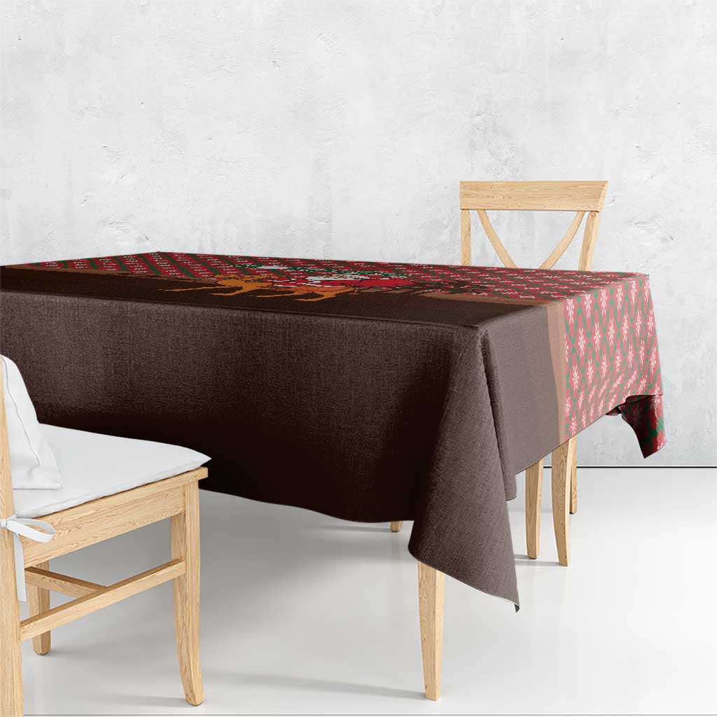 Morocco Christmas Tablecloth with Santa Claus Camel Caravan Desert Scene and Red Pattern Design - Wonder Print Shop